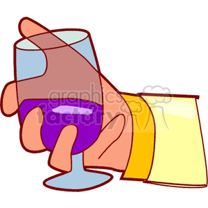 Hand Holding Wine Glass with Purple Drink