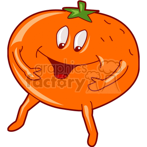 A cheerful cartoon orange character with a smiling face, arms, and legs.