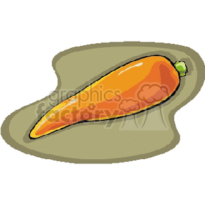 A clipart image of an orange carrot on a green background.