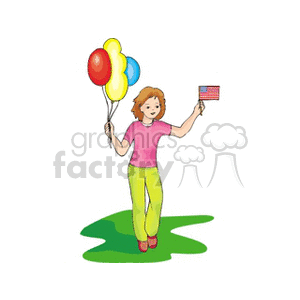 Girl Celebrating Independence Day with Balloons