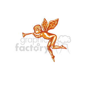   The clipart image shows a golden figure resembling an angel or cherub, commonly associated with festive occasions. It features wings and is playing a horn, which aligns with traditional depictions of angels during the Christmas holidays. However, its appearance as a cherub also relates to Valentine