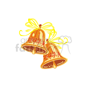 The clipart image shows two golden Christmas bells tied together with a golden bow, which includes decorative elements and details that suggest a festive theme.