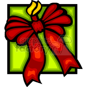 The image shows a stylized, cartoon-like depiction of a red bow with two long tails, placed on a plain green background reminiscent of a gift or Christmas decoration. The bow in the image is vivid red, commonly associated with festive occasions, especially Christmas or holiday decorations.