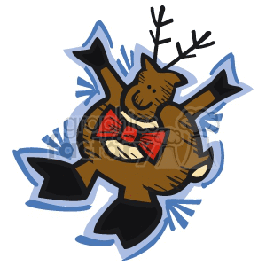 Cheerful Cartoon Reindeer with Bow Tie - Christmas