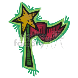 A festive clipart illustration featuring a stylized Christmas star and flag design.