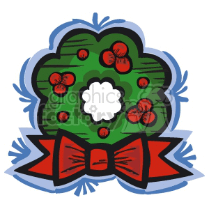 Green Holly Berry Wreath with a Big Red Bow