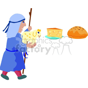 Shepherd with Lamb and Christmas Feast