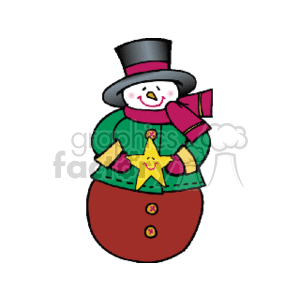 Festive snowman cartoon with a star