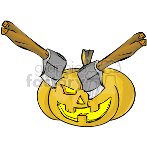 Halloween Pumpkin with Crossed Axes