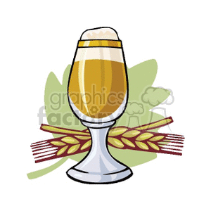 A clipart image featuring a glass of beer with a frothy top, surrounded by wheat stalks, typically associated with holidays like St. Patrick's Day.