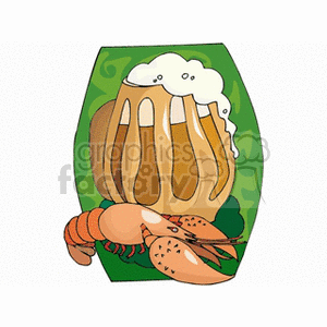 Foamy mug of beer with lobster