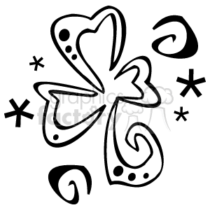 A Black and White Whimsical Three Leaf Clover