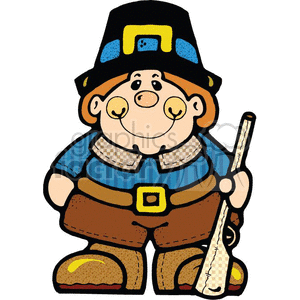 Cartoon pilgrim man holding a rifle