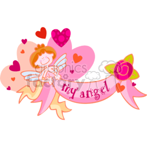   This clipart image depicts a whimsical, stylized image related to Valentine