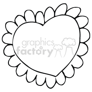 The clipart image features a large heart in the center with a border or background of petals or scalloped edges, giving the appearance of a heart nested within a flower or a doily.