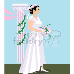  The clipart image depicts a bride in a white wedding dress. She