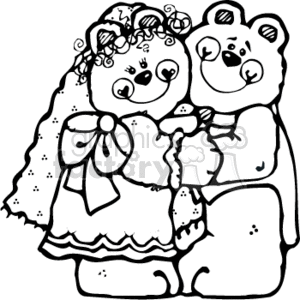 black and white bride and groom bears