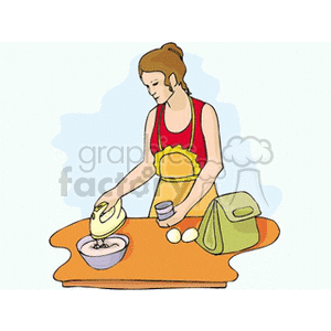 Woman Baking with Mixer in the Kitchen