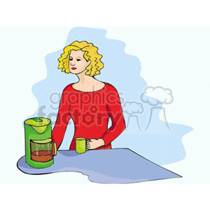 Woman with Coffee Maker