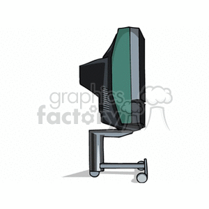 Clipart image of a classic CRT television on a stand, viewed from the side.