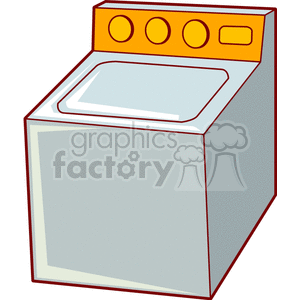 Clipart image of a top-loading washing machine with an orange control panel.