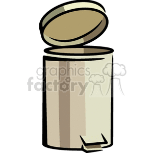 A clipart image of an open kitchen trash can with a foot pedal.