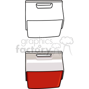 Clipart image of a red lunch box cooler with a handle, suitable for kitchen or vacation use.