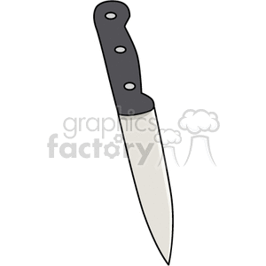 Clipart image of a kitchen knife with a black handle.