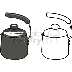 Teapot with Colored and Outline Designs