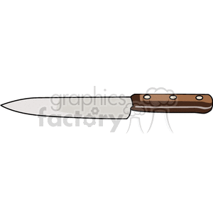 A clipart image of a kitchen knife with a brown handle and a silver blade.