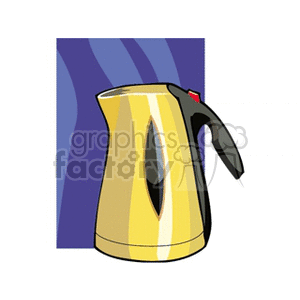 Illustration of a modern electric kettle with a handle and spout.