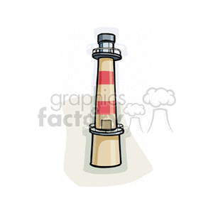 Clipart image of a lighthouse with a red and white striped pattern.