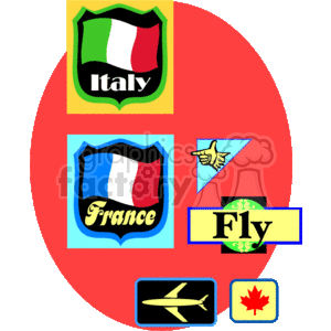 International Travel : Airplanes and Destination Icons