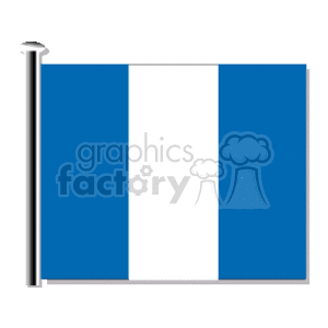 The image is a simplified representation of the flag of Guatemala, depicted as clipart. It consists of two vertical blue bands on the sides and a vertical white band in the center.