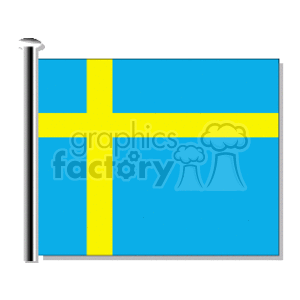 The clipart image shows the flag of Sweden. It has a light blue background with a yellow or gold Nordic cross that extends to the edges of the flag.