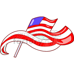 This clipart image depicts a stylized version of the United States flag, commonly known as the American flag, featuring its characteristic stripes and a hint of the blue starry field.