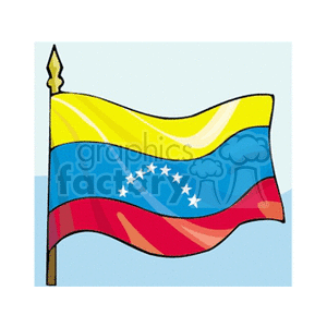 The clipart image features a stylized depiction of the Venezuelan flag. The flag consists of three horizontal bands of yellow, blue, and red, with a semicircle of eight white stars centered in the blue band.