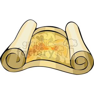 Clipart image of a rolled parchment resembling a treasure map.