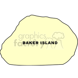 Clipart image showing the outline map of Baker Island with its name in bold text.