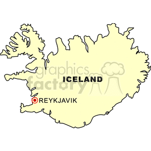 Map of Iceland with Reykjavik Highlighted