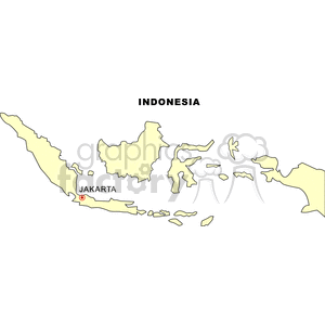 Clipart map of Indonesia highlighting Jakarta, the capital.