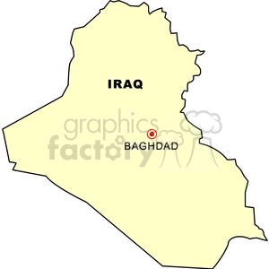 Map of Iraq highlighting Baghdad.