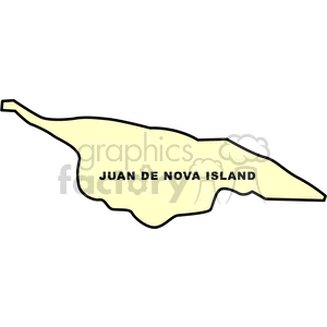 Clipart image showing the outline of Juan de Nova Island with its name labeled.