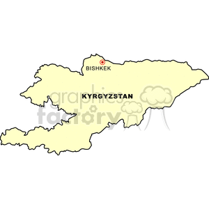 Clipart image of Kyrgyzstan with Bishkek marked as the capital.