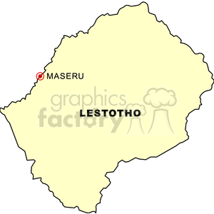 Lesotho Map Highlighting Maseru