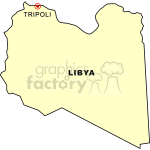 Map Outline of Libya with Tripoli Highlighted