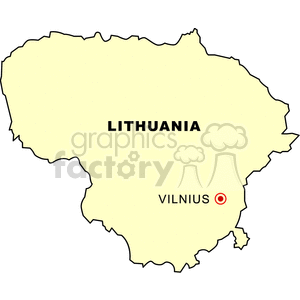 A simple clipart map of Lithuania with Vilnius marked as the capital city.