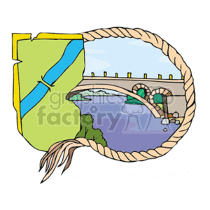 Cartoon Map and Bridge Illustration - Navigational