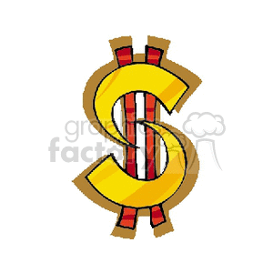 Colorful Dollar Sign with Red Stripes