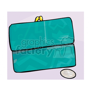 Teal Wallet with Coin